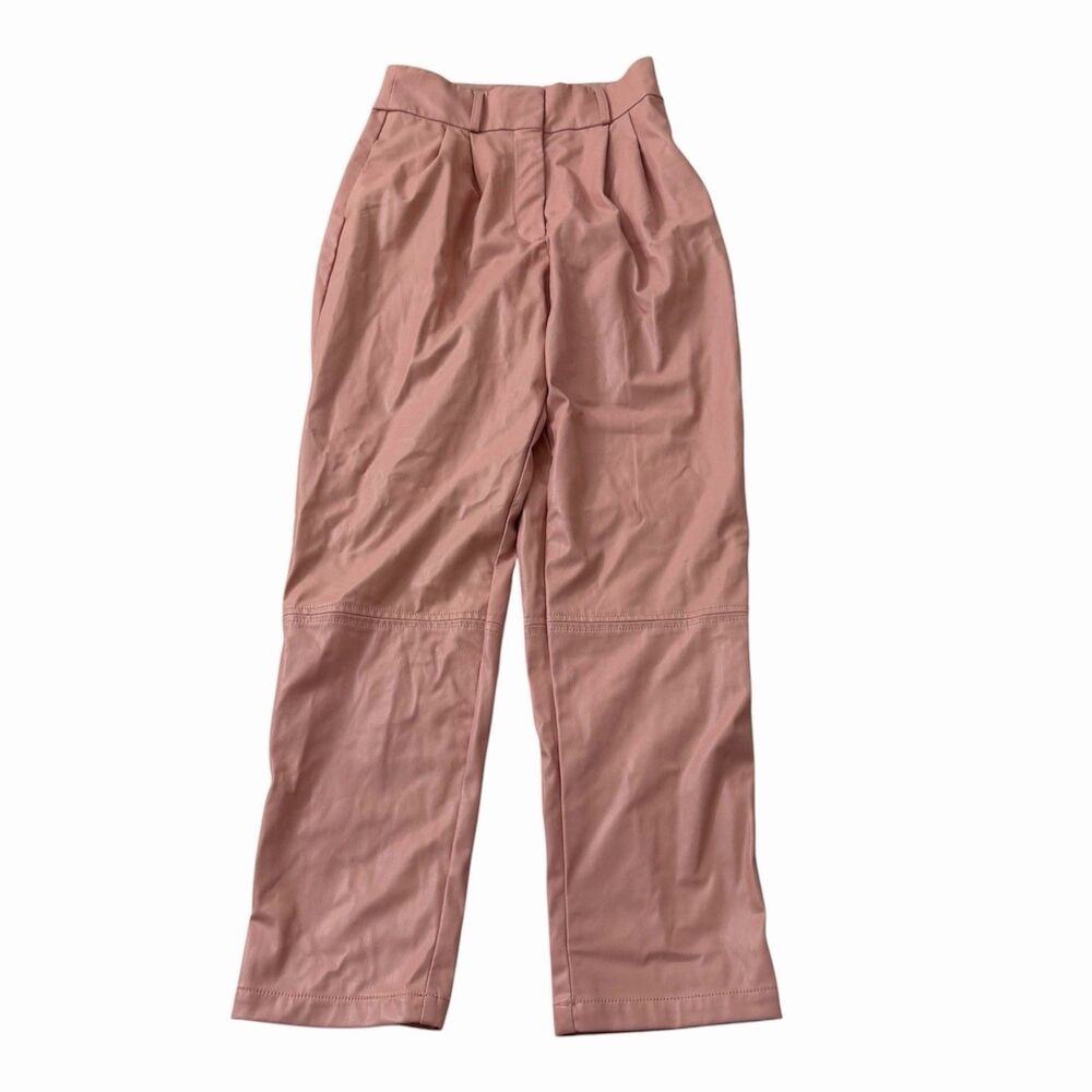 For Love & Lemons Pants Womens Small Pink Faux Leather High Rise Pleated NWT